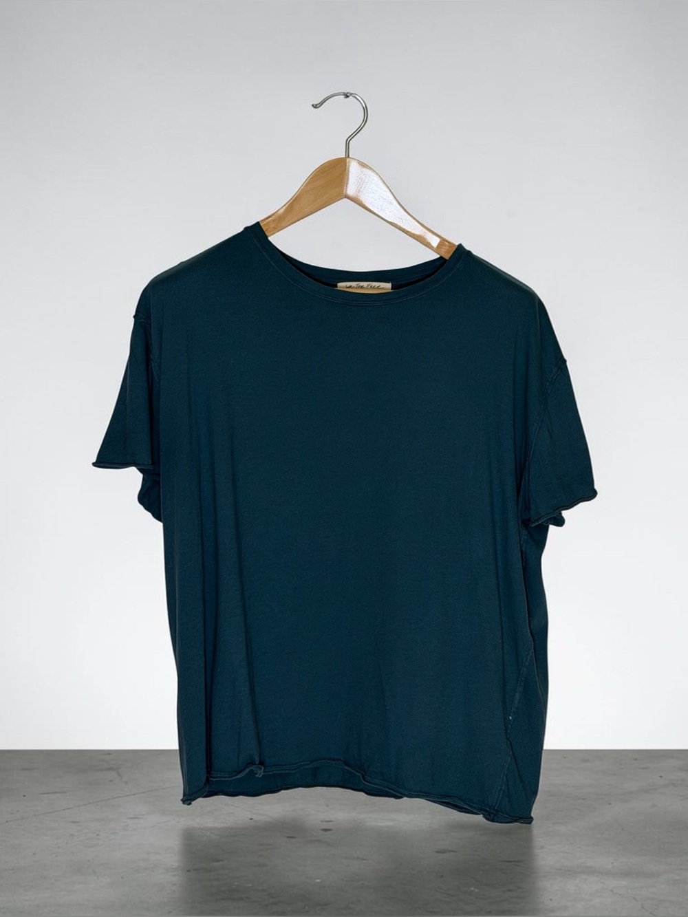 We The Free Blue/Teal Raw Hem Short Sleeve T Shirt, Size Medium